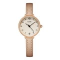 Minimalist quartz watch with rose gold case and beige leather strap by GEDI brand - Rose Gold Case Rose Gold Dial Nude Strap