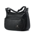 Grand sac cabas en cuir grainé noir pour femme avec plusieurs poches zippées sur le devant - Khaki (A305)