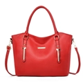 Bolso tote rojo de gran capacidad con textura de lichi y correa ajustable - Granate