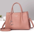 Dusty pink soft pebbled leather tote bag with silver charm and detachable shoulder strap - 29*10*21CM / Dusty Pink