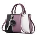 Bolso chic de retazos tricolores en púrpura negro y blanco con hebilla de zorro - Morado