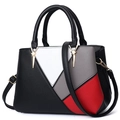 Fashionable four-color patchwork leather handbag for women with star metal hardware accessories - Black