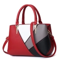 Chic color-block tote bag in red white and grey with elegant gold star hardware details - Burgundy