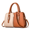 Elegante borsa a mano beige e marrone con cuciture a rombi e dettagli dorati - Giallo Terra
