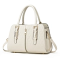 Chic cream white patchwork tote bag with diamond quilted pattern and golden hardware - White