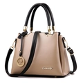 Sac seau beige chic avec poignées noires et détails dorés pour la mode féminine - Kaki