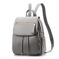 Light gray faux leather backpack with litchi texture and golden metal hardware - Light Gray