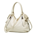 Large capacity off-white leather tote bag with lychee texture and adjustable strap - Off White (No Oil Edge)