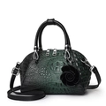 Groene handtas met krokodillenpatroon, kleurverloop en camelia hanger - Groen