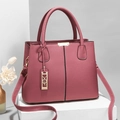 Chic mauve lychee pattern handbag with golden hardware and adjustable shoulder strap - Dusty Pink