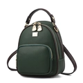Forest green pebbled leather mini backpack with brown straps and gold metal hardware - Green