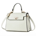 Creamy white crocodile texture crossbody bag with gold rotating lock and handle - 26CM*9CM*19CM / White
