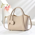 Sac à main beige en cuir avec charme d'éléphant et bandoulière amovible pour femme - Kaki clair