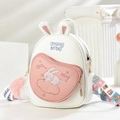Cute white and pink mini backpack with rabbit ears and starry sky embroidery details - One Size / White and Pink