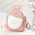 Mini borsa a tracolla con coniglio rosa e bianco con orecchie 3D e tracolla floreale - Taglia unica / Bianco & Rosa
