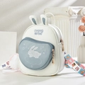 Mini zaino bianco carino per bambine con orecchie da coniglio e tracolla colorata - Taglia unica / Blu e Bianco