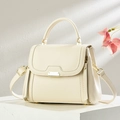Elegant cream white PU leather crossbody bag with gold hardware and top handle - Off White