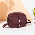 Elegant wine red lychee pattern crossbody bag with double zipper and silver metal hardware - Burgundy