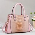 Pink croc-embossed large tote bag with gold hardware and removable shoulder strap - Pink