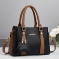 Elegante borsa a mano bicolore in pelle martellata nera e marrone di grande capacità - 28*13*20CM / Nero Blocchi di Colore