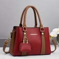 Elegante borsa bicolore rosso vino e marrone in finta pelle con dettagli dorati - 28*13*20CM / Rosso Color-Block