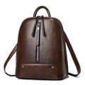 Vintage brauner Damen Rucksack aus Kunstleder mit vertikalen Reißverschlüssen und Nieten - Kaffeebraun / 24*12*30CM