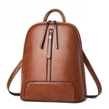 Vintage brauner Damen Rucksack aus Kunstleder mit großem Fassungsvermögen und Nieten - Erdgelb / 24*12*30CM