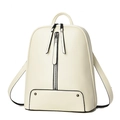 Modischer creme-weißer Vintage-Kunstlederrucksack mit stilvollem vertikalem Reißverschluss - Cremeweiß / 24*12*30CM