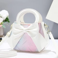 Sac à main chic dégradé pour femme avec grand nœud blanc et imprimé floral élégant - Blanc