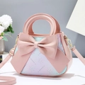 Sac à bandoulière rose élégant avec nœud en cuir et motif floral pastel pour femme - Rose