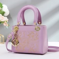 Elegant purple hand-embroidered handbag with gold crown patterns and metal charms - 19*8*15CM / Purple (Embroidery Style)