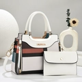 Ensemble sac à main à carreaux pour femme avec bandoulière et pochette assortie - Blanc