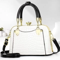 Sac coquille blanc à motif crocodile avec poignées noires et détails dorés chics - 25*11*17CM / Blanc