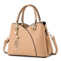 Sac à main élégant abricot à grain de litchi avec pendentif feuille et sangle - Kaki