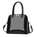 Classic black patent leather shell-shaped satchel with gold hardware and top handles - Black