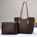 Große dunkelbraune Shopper-Tasche aus Kunstleder mit passendem Etui für Damen im Alltag - 28*12*27CM / Kaffeebraun