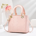 Pink faux snakeskin tote bag with top handle and gold hardware for women - Pink