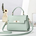 Elegant mint green pebbled leather top handle bag with gold hardware and shoulder strap - 24*11*17CM / Green