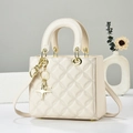 Elegant beige quilted handbag with gold star charm and matching shoulder strap for women - Off-white / Star Style