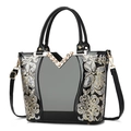 Borsa a mano da donna in pelle verniciata nera con paillettes floreali e tracolla - 26*12*24CM / Nero