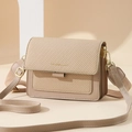 Khaki canvas crossbody bag with dual straps and elegant golden metal hardware detail - Khaki