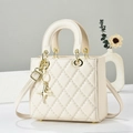 Cream quilted crossbody bag with golden star charm and elegant faux leather finish - Off-white / Quilted Style