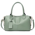 Chic light green Boston style handbag with top handles and adjustable strap - Mint Green