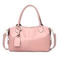 Borsa a mano rosa da donna in ecopelle con doppi manici e tracolla sottile regolabile - 31x13x17cm / Rosa