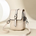 Mini sac à bandoulière chic en simili cuir crème avec deux compartiments zippés - Blanc Cassé