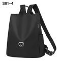 Fashionable black faux leather backpack for women with silver heart detail and large capacity - 31x15x36cm / Heart Style