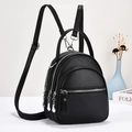 Mini zaino nero in pelle PU martellata con tasche multiple e manico superiore - 19*10*20CM / Nero