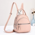 Zaino in morbida pelle rosa con tre scomparti a cerniera e spalline regolabili da donna - 19*10*20CM / Rosa