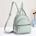 Mint green soft faux leather mini backpack with multiple zipper compartments and silver hardware - Green