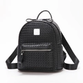 Zaino nero intrecciato con fiocco decorativo e ampia capacità per donna stile retrò - Nero / Piccolo